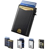 typecase Slim Wallet for Men, Minimalist RFID Blocking Wallet with Money Clip &amp; ID Window, Genuine Leather Pop Up Card Holder, Front Pocket Wallet Men Gifts, Holds 8 Cards (Black)