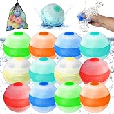 Reusable Water Balloons,Soft Refillable Water Balloons Quick Fill,12 Pack | Soft Silicone;Self Sealing;Quick Fill;Magnet-Free