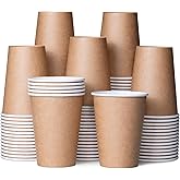 MATICAN Disposable Coffee Cups, 100-Pack 12-oz Bulk Paper Cups for Hot or Cold Drinks, Kraft Brown Cups for Office, Parties, and To-Go Use (No Lids)