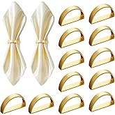DIODUODA Metal Napkin Rings 12 PCS Gold Napkin Holders Rings Elegant Napkin Buckles Holiday Napkin Rings for Table Decor Vale