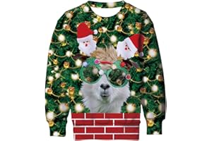 Lovekider Boys Christmas Ugly Sweater Size 4-16 Kids Funny 3D Xmas Sweatshirt Inner Fleece Pullover