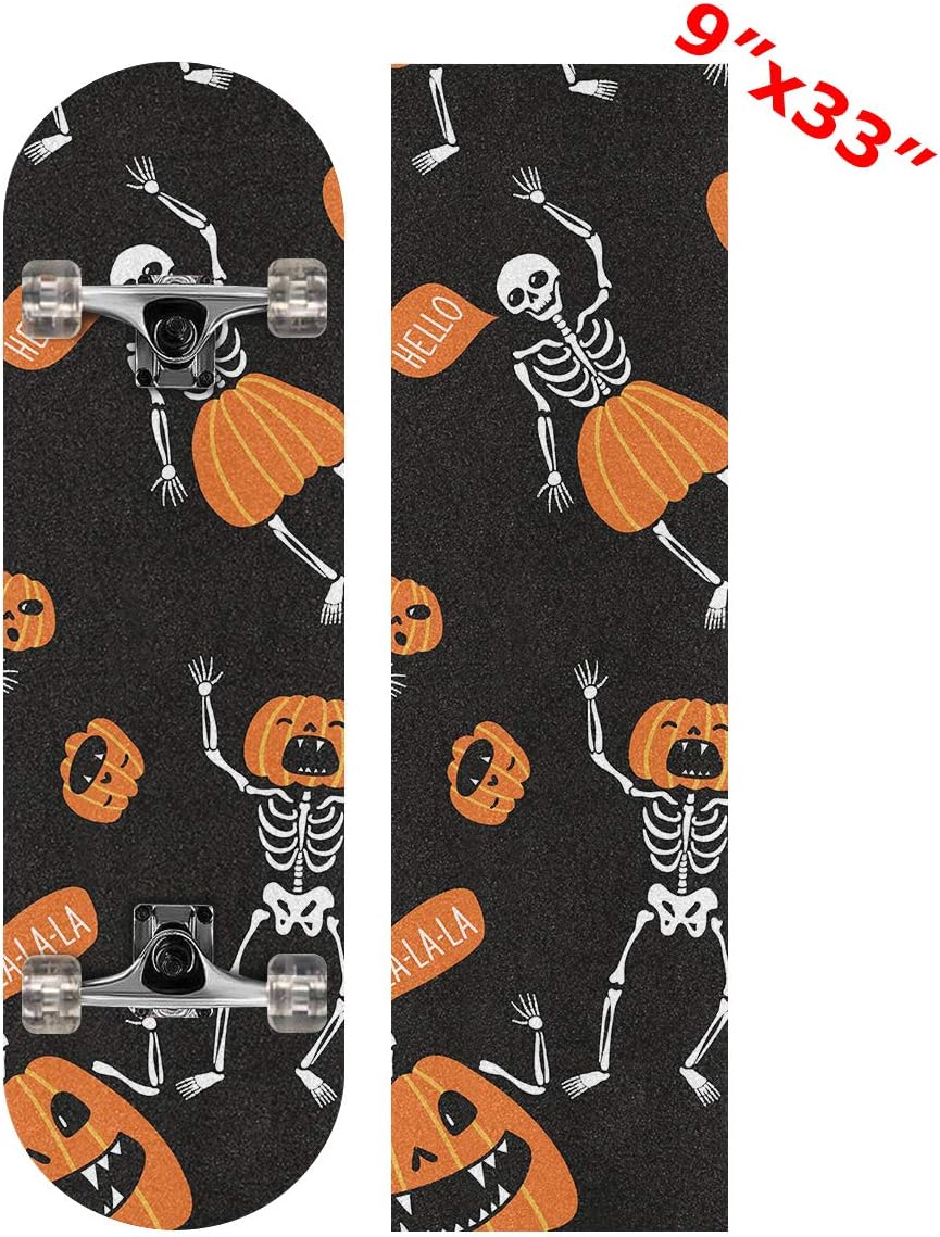 henfar 9" x 33" Skateboard Grip Tape Sheet Free Skateboard Griptape Halloween Skeleton
