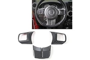 JeCar Interior Steering Wheel Decoration Trim Kits For Jeep Wrangler 2011-2017 JK Unlimited Patriot Compass & Grand Cherokee 2011-2013 (Carbon fiber texture)