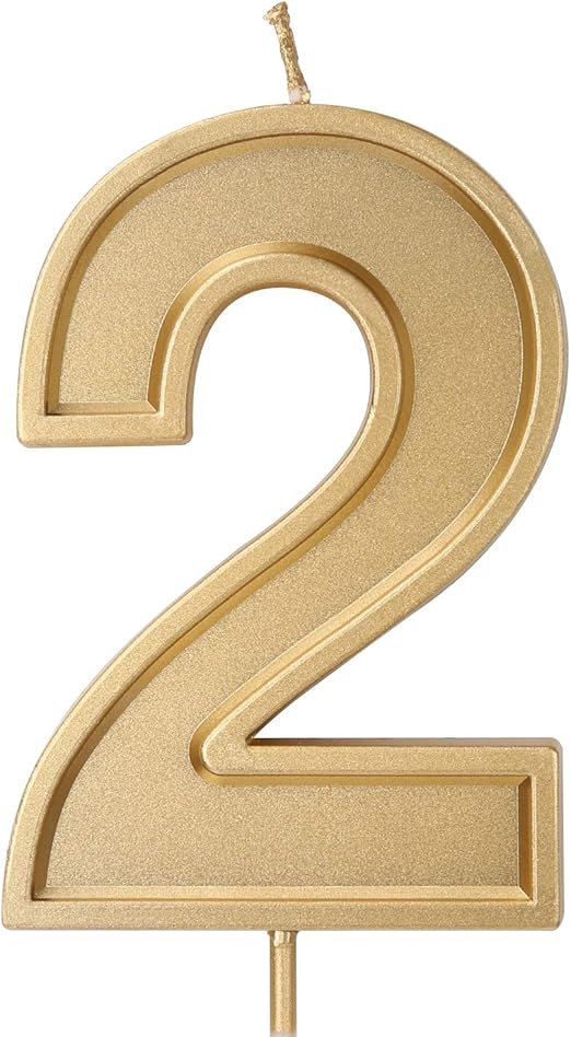 Amazon Luter 3 94インチ 特大バースデーキャンドル ゴールドグリッター バースデーケーキキャンドル 数字キャンドル ケーキトッパーデコレーション ウェディングパーティー 子供 大人 2番 キャンドル キャンドルスタンド オンライン通販