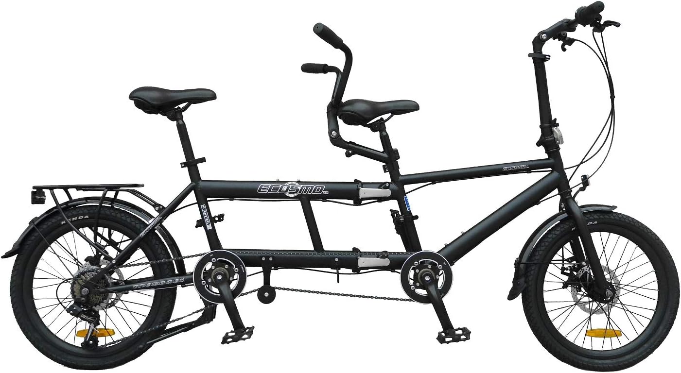 ECOSMO 20" New Folding City Tandem Bicycle Bike 7SP with Disc Brakes 20TF01BL Amazon.co.uk