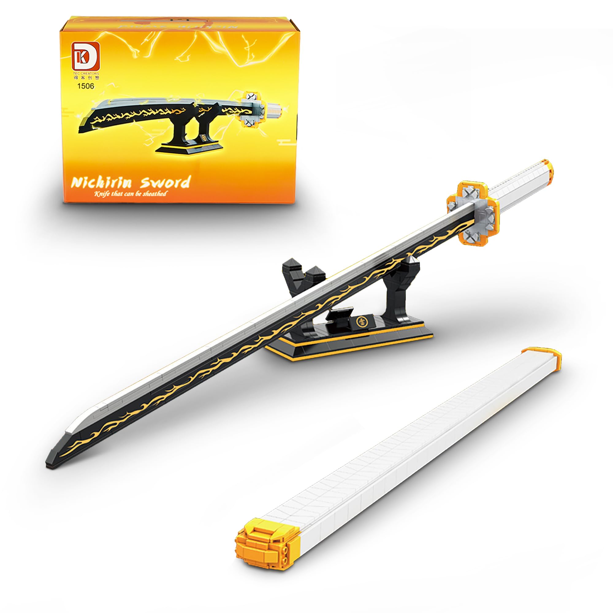 Animes Sword Katana Building Blocks Model Kit, 956 Pieces 98.6 cm MOC Zenitsu Sword Clamping Blocks with Sheath and Holder (1506)