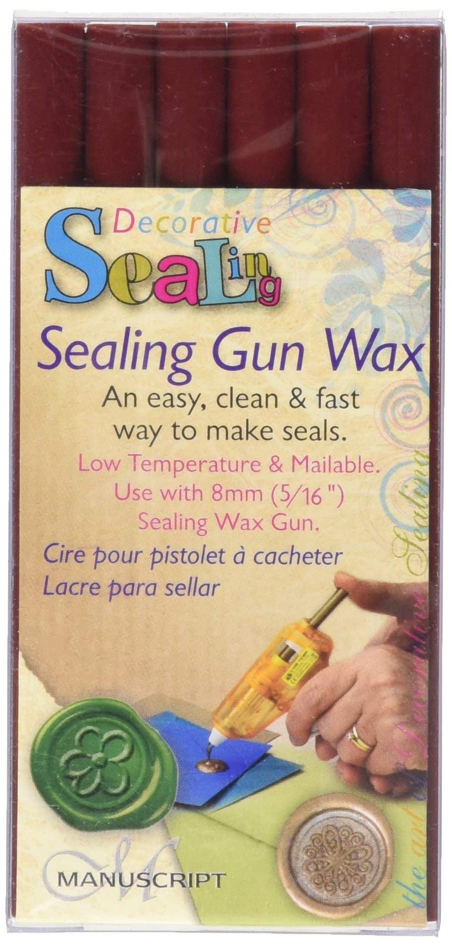 Pack Of 6 x Manuscript 8mm Red Sealing Wax Sticks For Cool Melt Gun