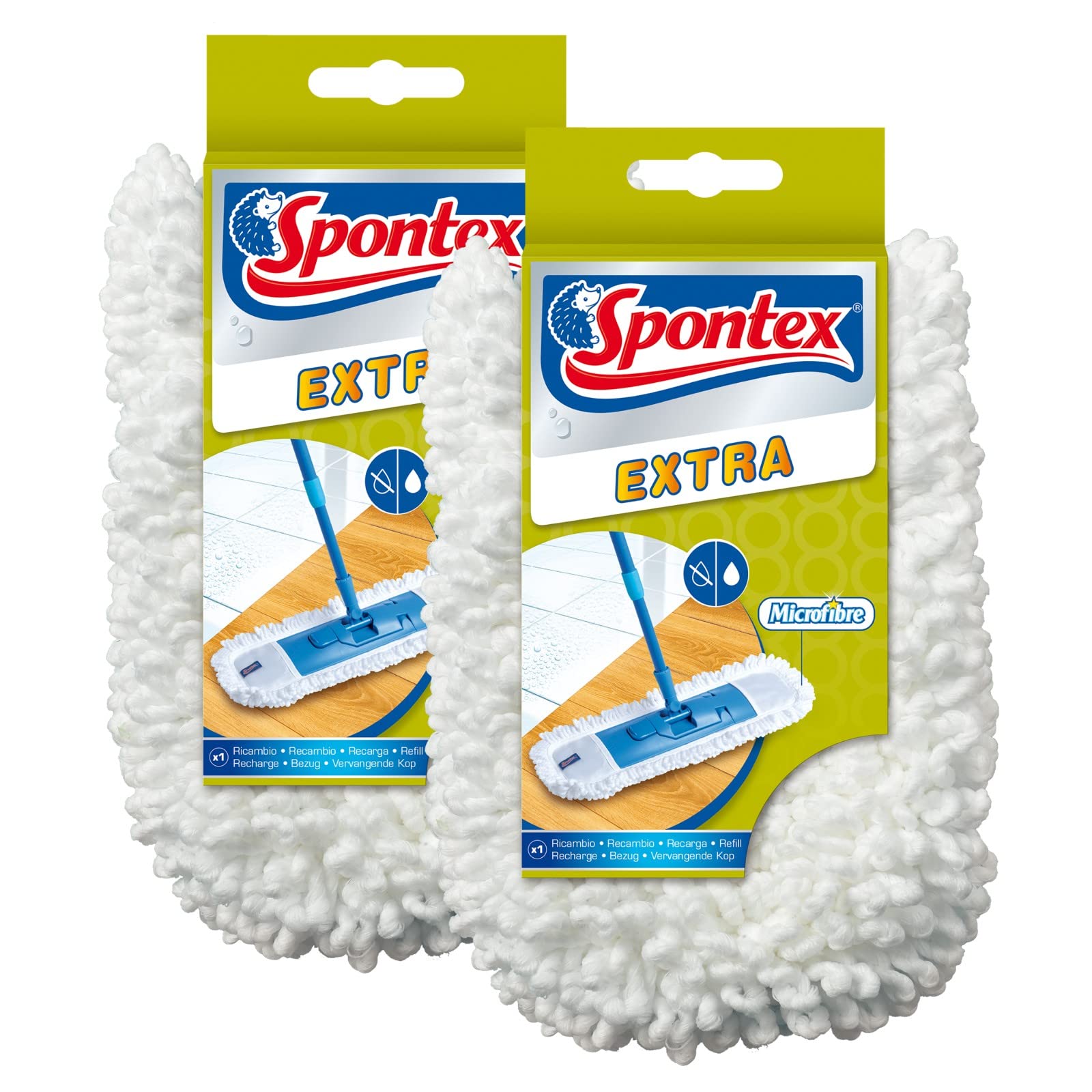 Spontex Extra Flat Mop Microfibre Refills, Pack of 2