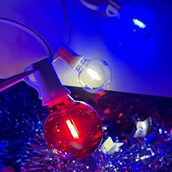 4th of July String Lights, 25FT G40 Red White and
