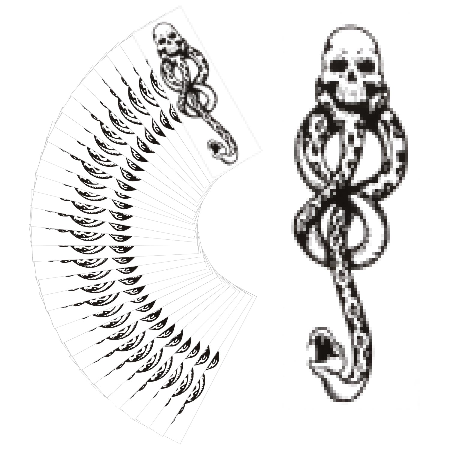 Konsait 20 Sheets Dark Mark Death Eater Tattoos, Dark Mark Mamba Skull Fake temporary Tattoos for Adults Halloween Cosplay/Costume Tattoo Accessories