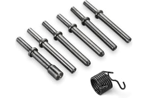 AMGSH 7 Pack Air Rivet Hammer Tools Kit, Pneumatic Rivet Set with 6 Heavy-Duty Bits & Spring, Heat-Treated Carbon Steel, 0.40