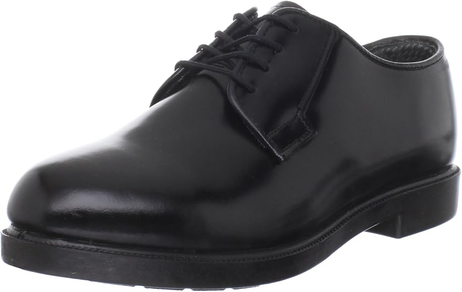 black leather oxford low quarter shoes