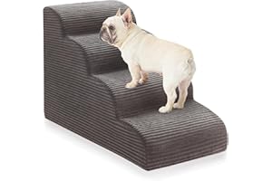 Curved Dog Stairs Ramp for Small Dogs High Beds 19.7" H, 4-Step Dog Steps for High Bed, Non-Slip Pet Stairs for Small Dogs an