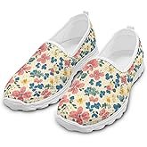 Floral Lightweight Comfortable Walking Shoes Women No Laces Slip On Flat Women Summer Shoes for Work Office Casual Trendy Beach Vacation Mesh Breathable Loafer 2025