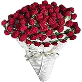 Tinkllicoy Finished Flower Bouquet Blanket, Crochet Rose Knitted Throw Blanket Crochet Flowers Romantic Gifts for Women Mom Sister Wife Home Decor (Red Rose, 43 inch)