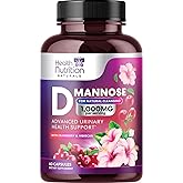 D-Mannose Supplement 1,000mg - with Cranberry, Hibiscus & Dandelion - Fast-Acting, Natural Urinary Tract & Bladder Support for Women & Men – Flush & Cleanse Impurities – Non-GMO, Vegan – 60 Capsules