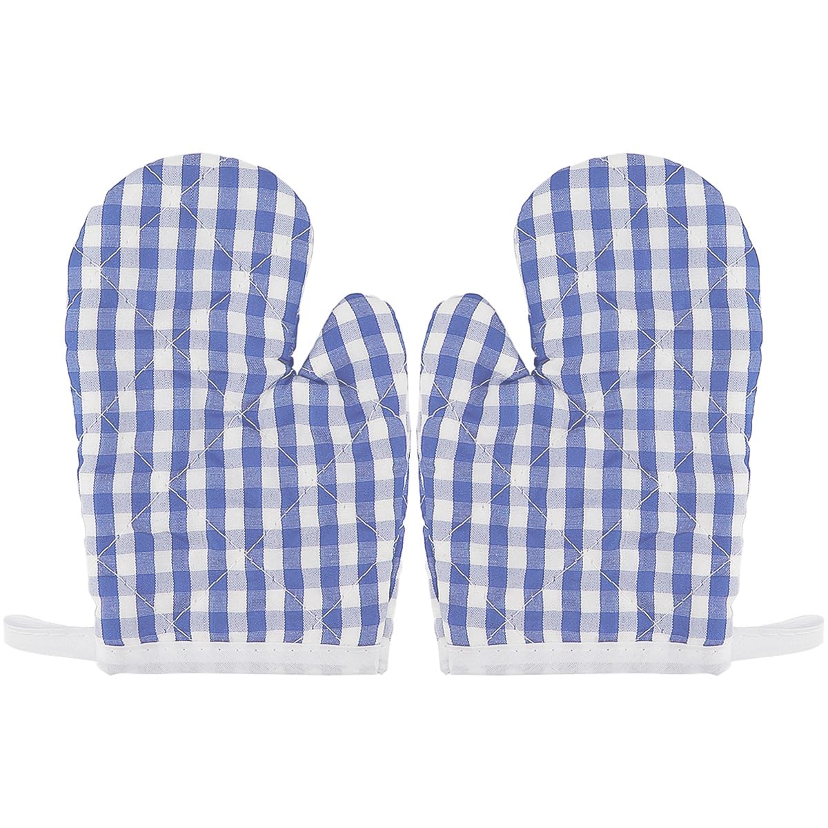 FERCAISH 1 Pair Children's Cooking Gloves, Toddler Kitchen Gloves, Checkered Baking Gloves, Cooking Oven Gloves, Heat Resistant Gloves Microwave for Boys and Girls (Light Blue)