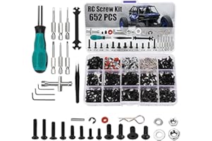 KIMAPESO 652 PCS RC Screw Kit RC Repair Tool Kit Universal RC Hardware Kit for Arrma Redcat Traxxas Axial HPI Losi 1/8 1/10 1/12 1/16 Scale RC Cars Trucks Crawler