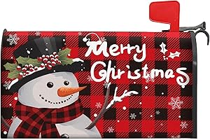 MOUNTCLIM Merry Christmas Mailbox Cover Magnetic Standard 21" x 18", Snowman Winter Mailbox Wrap Post Letter Box Decor for Home Outdoor Garden Holiday