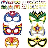 chiazllta 24 Packs Mask Your Own Super Theme Hero Masks Hero Craft Kits DIY Paper Masks Art Craft for Home Classroom Game Activities Party Favors