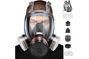 WJJIYR Full Face Respirator Mask, Gas Masks Survival Nuclear and Chemical, Gas Respirator with Activated Carbon Filters