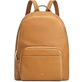 Kattee Leather Backpacks for Women,Fashion Multi-fuction Bag with Card Zipper Bag Attached at the Back for Travel Work Shopping and School, Brown