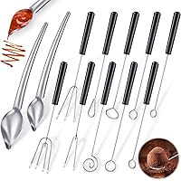12 Pcs Candy Dipping Tools Set Included 10 Pcs Chocolate Dipping Fork Spoons and 2 Pcs Culinary Decorating Spoons Chef Stainl