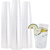 FOCUSLINE 12 oz Clear Plastic Cups, Disposable Heavy Duty Hard Plastic Cups, Reusable, 100 Count