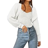 AGSEEM Women's Bolero Shrug Sweater Long Sleeve Knit Open Front Cropped Cardigans Casual Loose Ribbed Knitwear Y2K Tops 2026