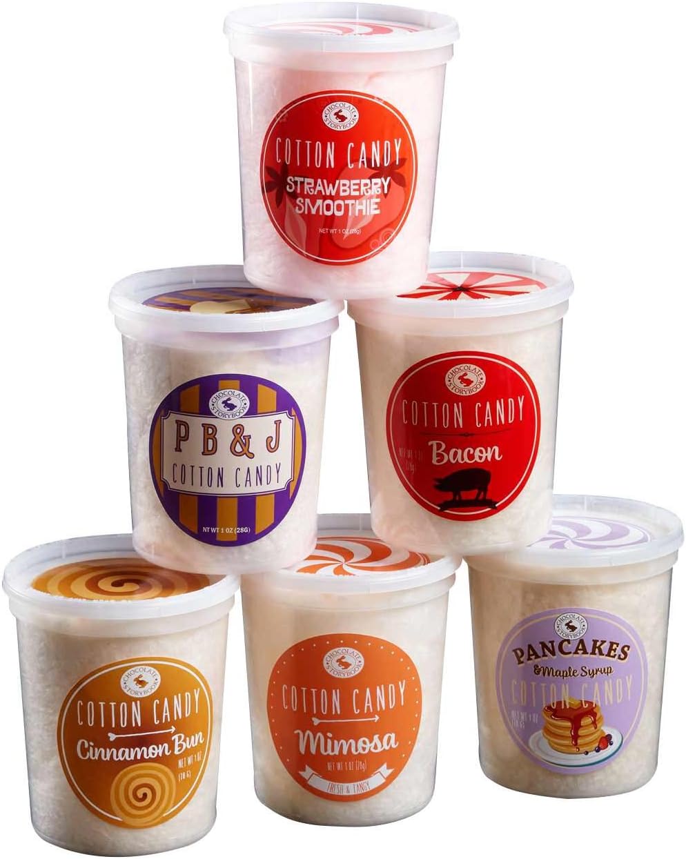 Breakfast Flavors Cotton Candy - Pack of 6 – Unique Idea for Holidays, Birthdays, Gag Gifts, Party Favors