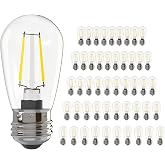 Banord 50 Pack 2W S14 LED Replacement Bulbs, 2700K Warm White | Dimmable, Waterproof Outdoor String Lights Bulbs, Vintage LED Filament Bulb, Shatterproof, E26 Screw Base Edison