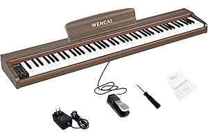 WENCAI 88 Keys Digital Piano Keyboard, Full Size Electric Pianos for Beginners, Portable Wooden electronic Piano with Pedal, Support USB MIDI (sub-brown)