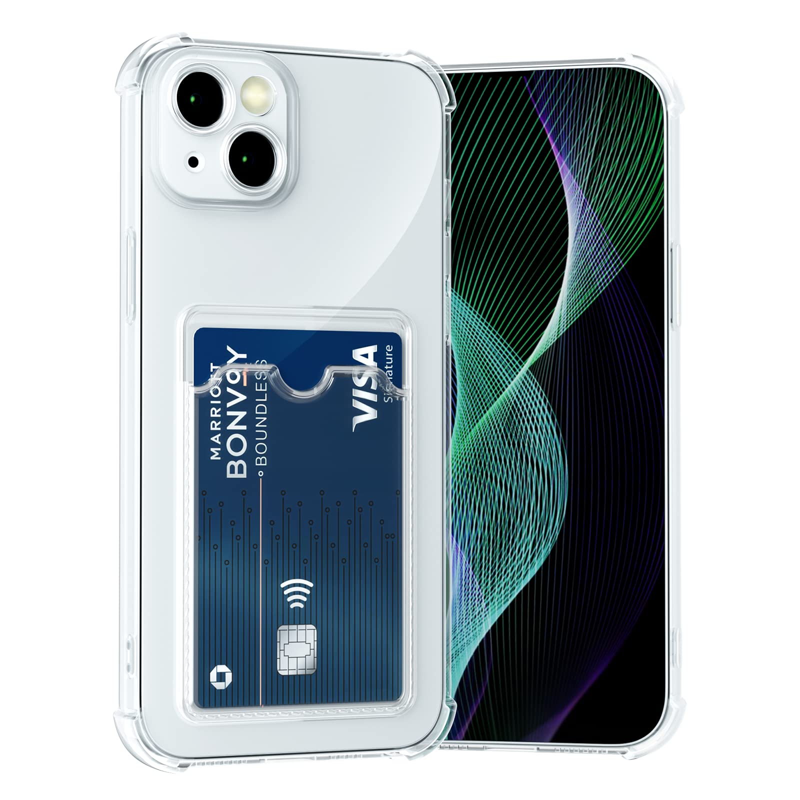 AKABEILA Case for iPhone 13 Clear Slim Phone Case Soft TPU Wallet Case Bag Cover with Card Slot Holder Shockproof 6.1 Inch — image 1