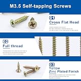 NINDEJIN Wood Screws Assortment Kit 151pcs M3.5 Flat Head Yellow Zinc view 3