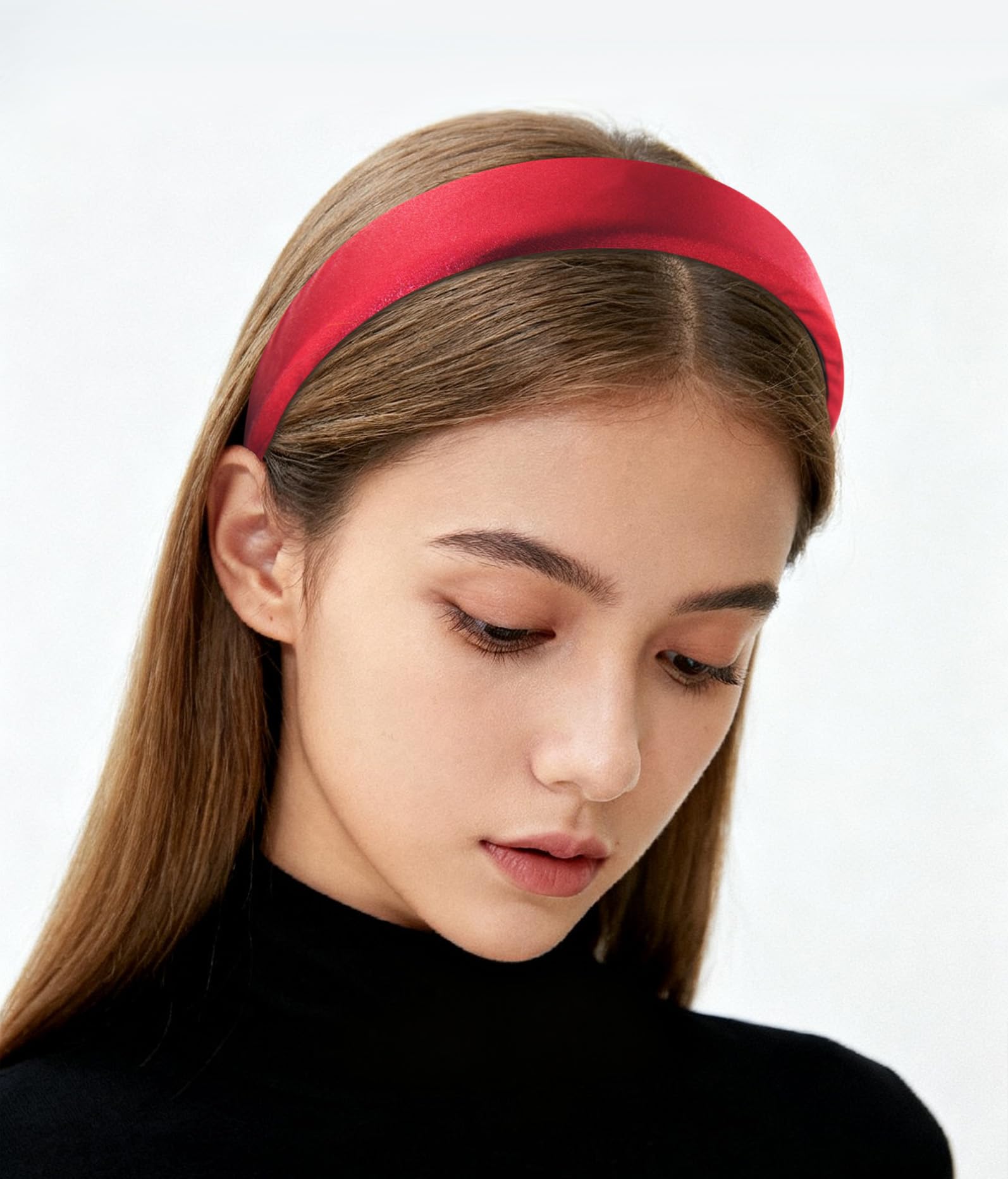 axy Headband with Fabric Padded Candy Colours and Satin Covered – Beautiful Women's Headband Hair Accessories Hair Band HRK7A (Red)