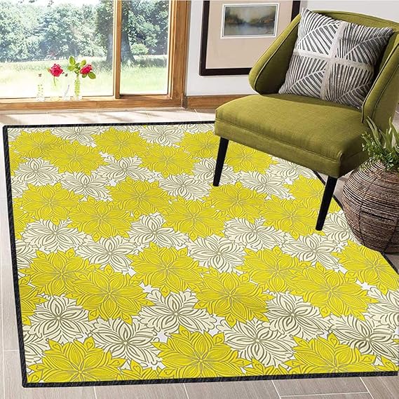 Alfombra antideslizante con diseño de flores amarillas, diseño de