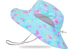 ICOSY Kids Sun Hat for Girls Mesh Bucket Hat Toddler UV Protection Beach Hat Kids Foldable Fishing Hat for Girls 2-8 Years