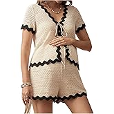 MakeMeChic Women's Maternity 2 Piece Outfits Summer V Neck Short Sleeve Tee Top and Shorts Set
