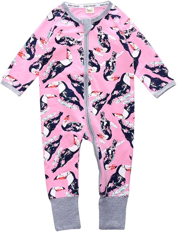 Amazon Co Jp Mornyray ロンパース 男の子 女の子 ベビー服 新生児 カバーオール パジャマ 長袖 前開き 赤ちゃん ジッパー チャック ファスナー 肌着 柔らかい インナー 総柄 花柄 四季兼用 服 ファッション小物