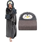 TOYSYM Wearable Hooded Blanket for Adults Soft Warm Cozy Plush Flannel Throw & Sherpa Hoodie Cloak Wrap Gifts for Adults