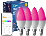 Tapo L430C 4-Pack Smart Bulbs E14 470 Lumens Dimmable 16M Colors WiFi Alexa