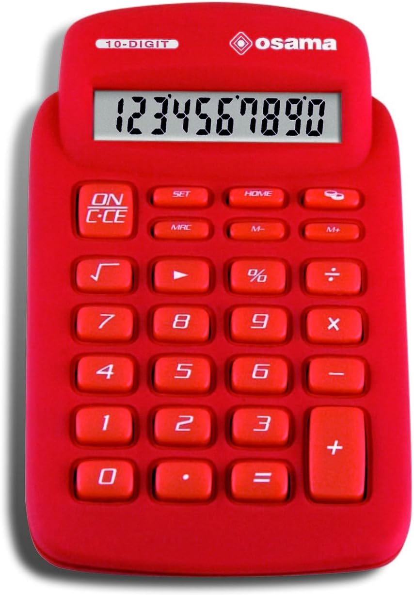 Calculator Design Soft, 10 Digits Red, Rubberised