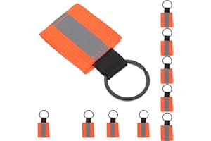 LOORGVEL Reflective Backpack Accessories 10Pcs Fluorescent Orange Keychain Tags for Night Out Safety and