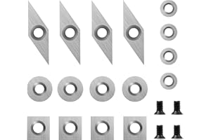 Aogbra 16Pcs Tungsten Carbide Cutters Inserts Set for Wood Lathe Turning Tools (Includes 11mm Square with Radius, 12mm and 8.9mm Round, 30x10mm Diamond with Sharp Point), Supplied with Screws