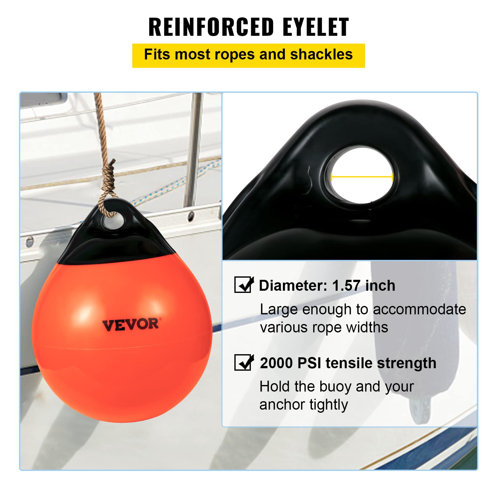 thumbnail image 2 of VEITHI 2 Pack 15 X 18 In Grey Mooring Buoy Boat Buoy Balls - Want It All 2 of 9