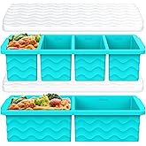 Silicone Freezer Trays with Lid for Soup, 1-Cup & 2-Cup Large Ice Cube Molds Food Storage Containers for Meal Prep, Freeze 250mL/125mL Portions – 2 Pack