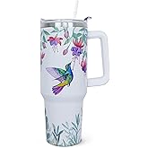 ZNYYZYBA 40 oz Tumbler with Handle and Straw, 40oz Hummingbird Tumbler with Handle Insulated Leak Proof Travel Coffee Mug, Reusable Stainless Steel Tumblers