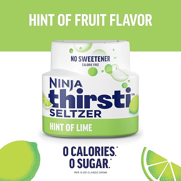 NINJA THIRSTI FLAVORED WATER DROPS, SELTZER LIME, CRISP AND REFRESHING SPARKLING WATER, ZERO CALORIES, ZERO SUGAR, ZERO SWEETENERS, MAKES 20, 12OZ DRINKS, 3 PACK, WCFLIMAM