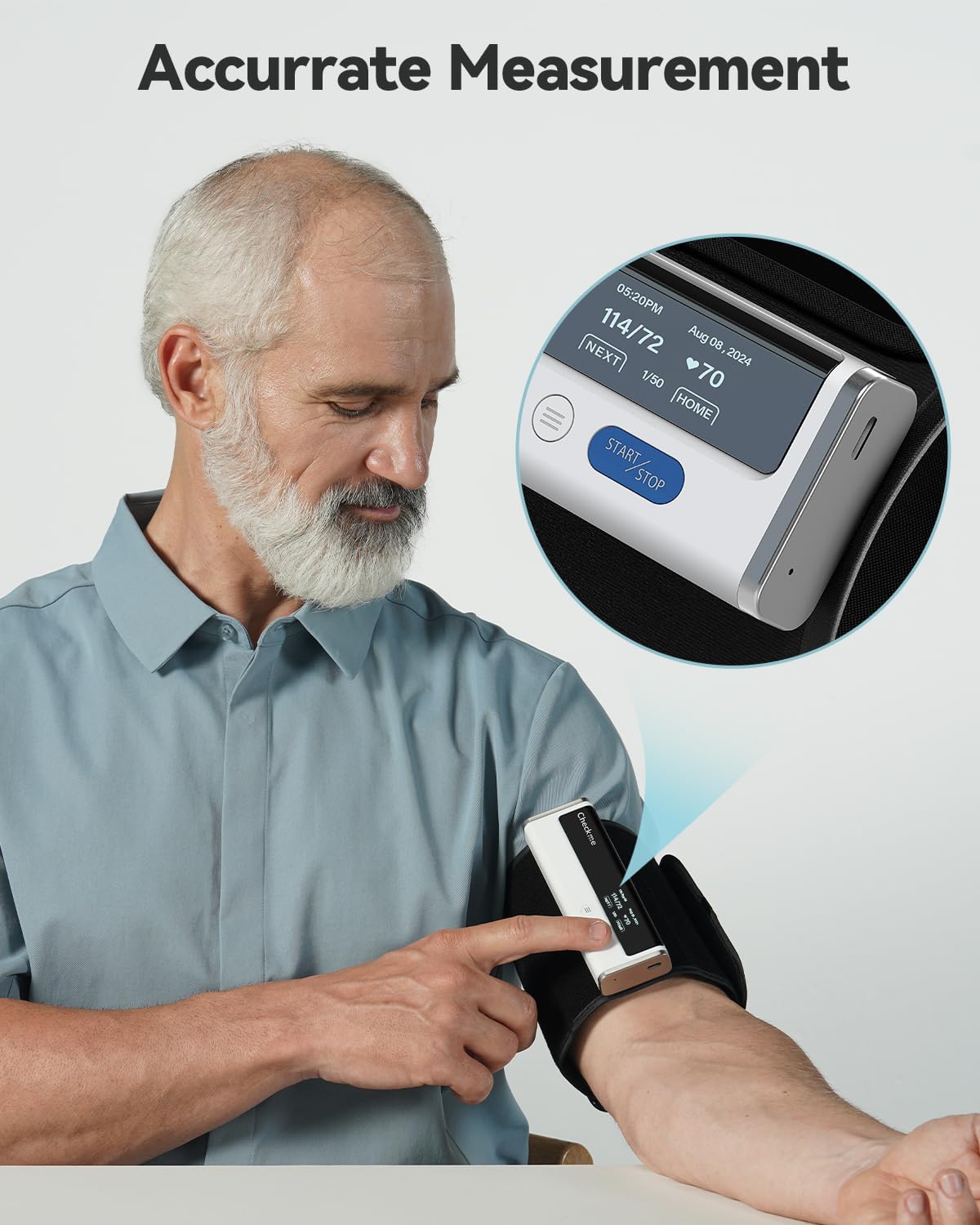 Checkme BP2A Blood Pressure Monitor for Home Use Upper Arm - Bluetooth BP Machine Cuff, Accurate Digital Readings in 30 Seconds, Unlimited Data Stored in App for iOS & Android