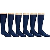LEGWEAR ESSENTIALS Girls 6 Pack Soft Uniform Knee High Socks, Cable Dress Comfort Seam, White or Navy